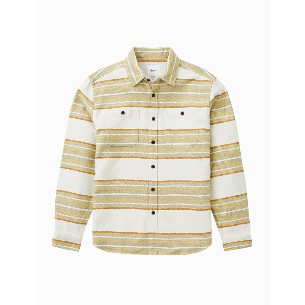Katin Men's Shirt SIERRA FLANNEL WOOL Button Front‎ Cream Tan Medium